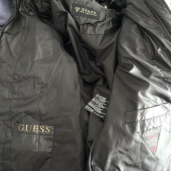 Guess Women's Black Solid Fur Long Sleeve Full Zip Puffer Jacket Size XL - Picture 8 of 10